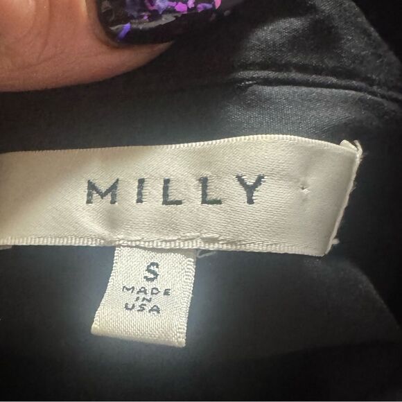 Women’s MILLY black 3/4 sleeve button down open lace up back size small - Picture 5 of 7